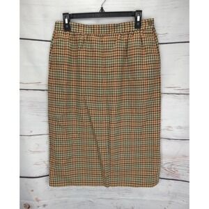 Vintage Pendleton Wool Plaid Skirt Womens SZ 12‎ Midi Knee Length Tweed Academia